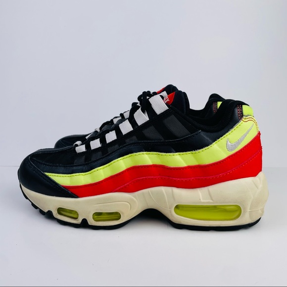 Nike Air Max 95 Black White Volt Habanero Red Shoes 307960-019 Women’s Size 5 - Picture 4 of 10